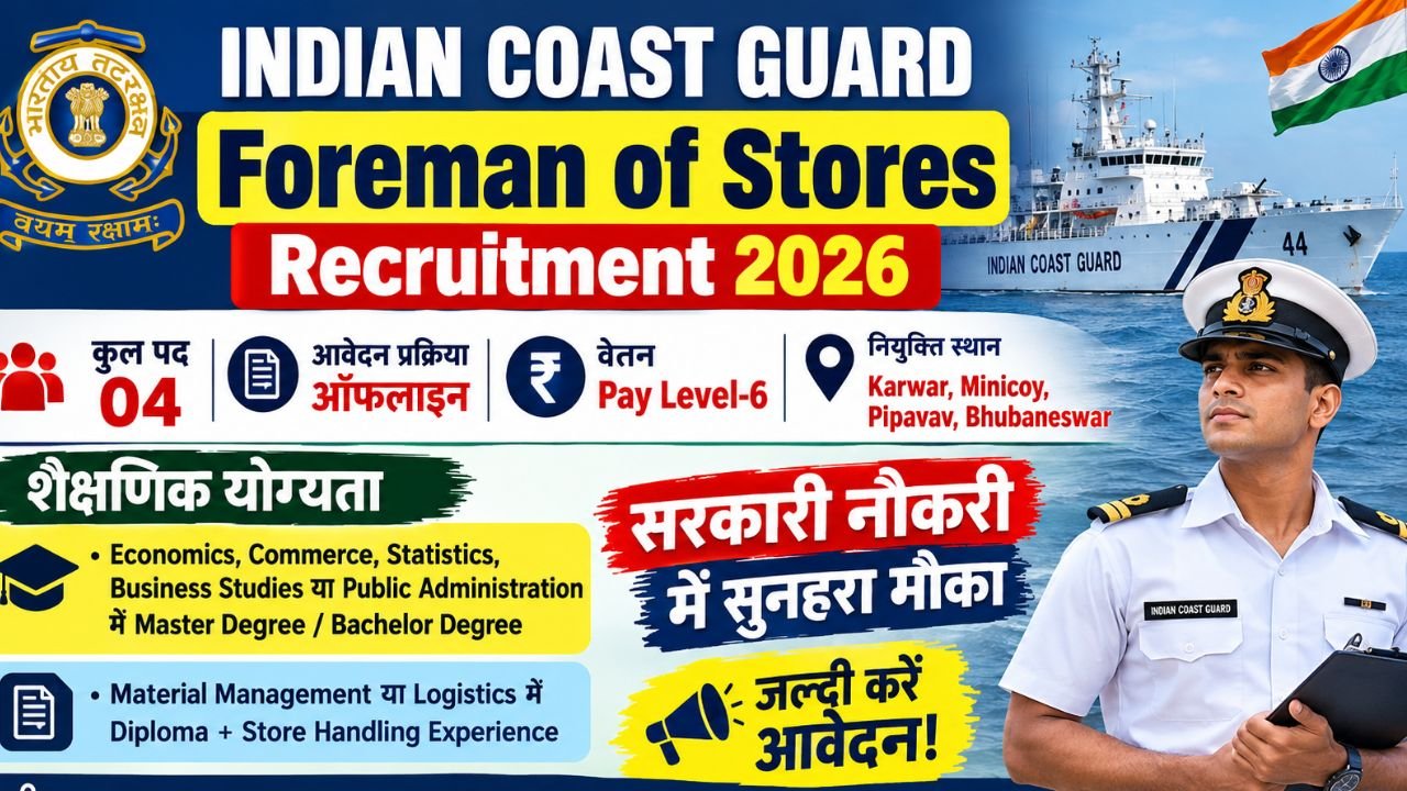 Indian Coast Guard Foreman of Stores Recruitment 2026