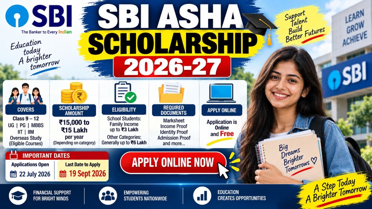 SBI Asha Scholarship 2026-27: Eligibility, Apply Online, Documents और Last Date